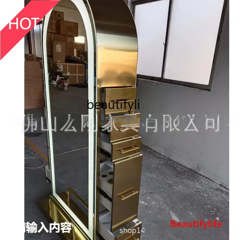 smt03A ss NewHair salon LED mirror with lamp beauty salon mirror table barber shop single-sided double-sided