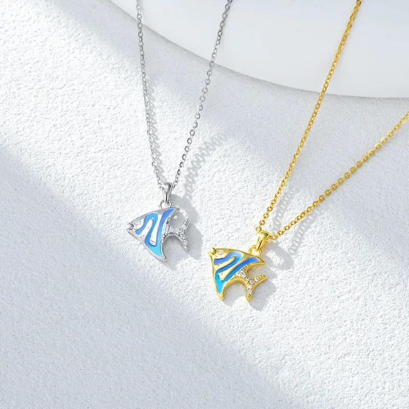 

TIMESWIND Fish with You S925 Silver Light Luxury Zircon Ocean Style Pendant Women Necklace