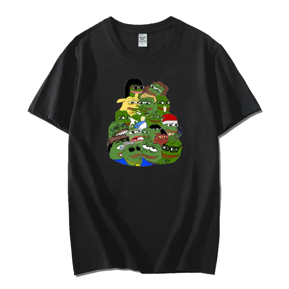 Cartoon Pepe Christmas T-Shirt Men Funny Frog Graphic Unisex Cotton Short Sleeve Harajuku Kawaii Tshirt Casual Cute Streetwear