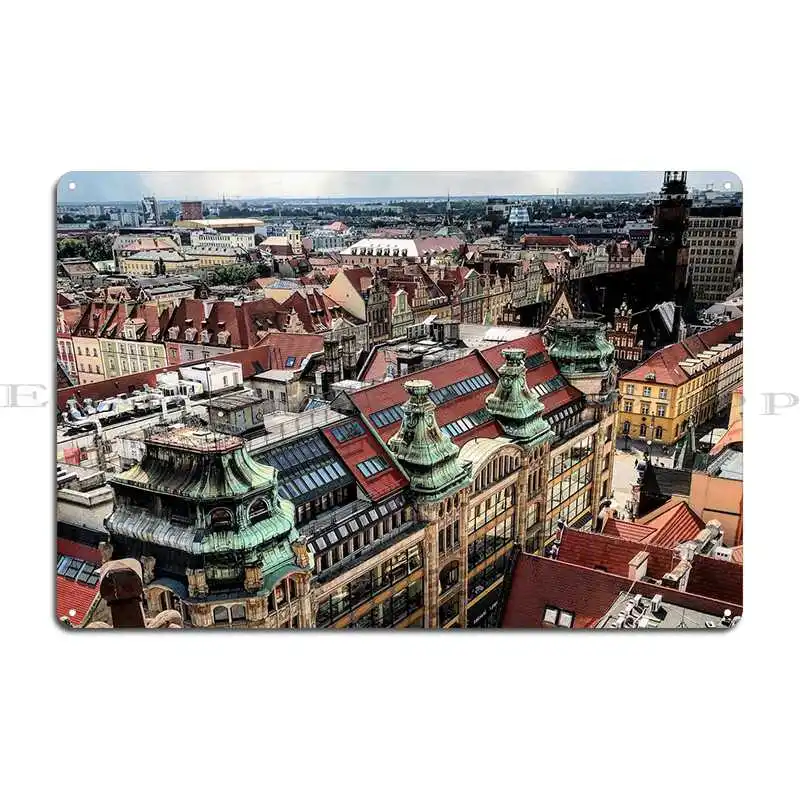 Wroclaw City Scape Metal Signs Rusty Club Home Character Wall Decor Tin Sign Poster