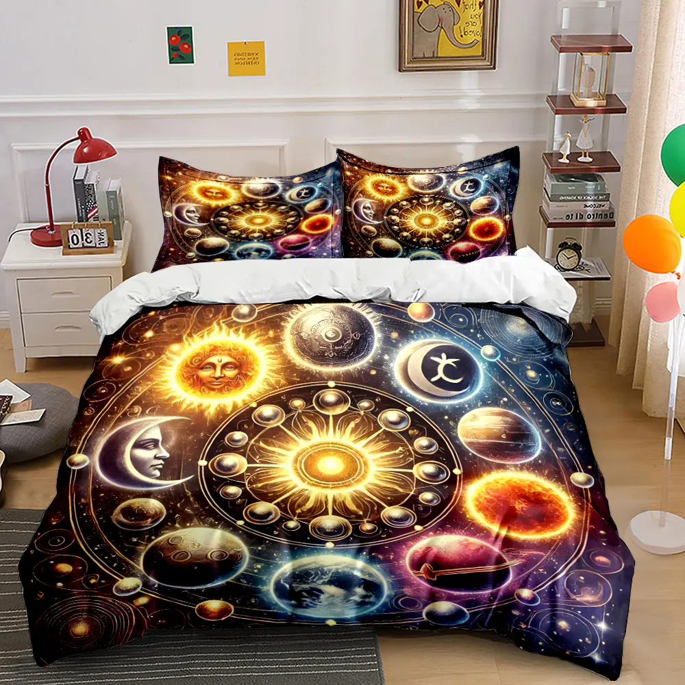 

"Celestial Decor Set, Astrology Theme" Multiple sizes kid's and adults' bedroom Exquisite 3PC bedding set, gift