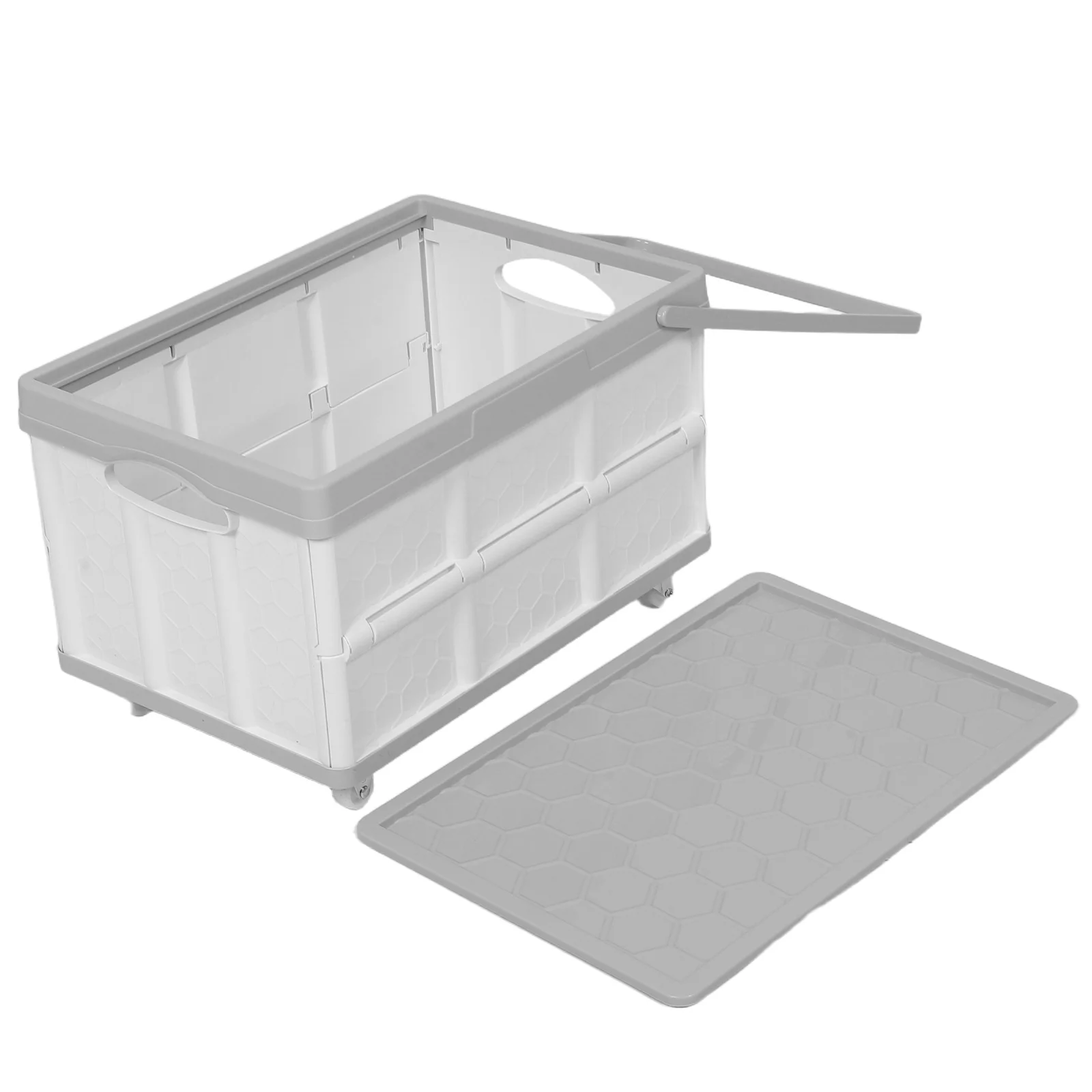 

Foldable Storage Crate With Wheels Large Capacity Collapsible Rolling Cart For Home Office Classroom Portable Utility Trolley