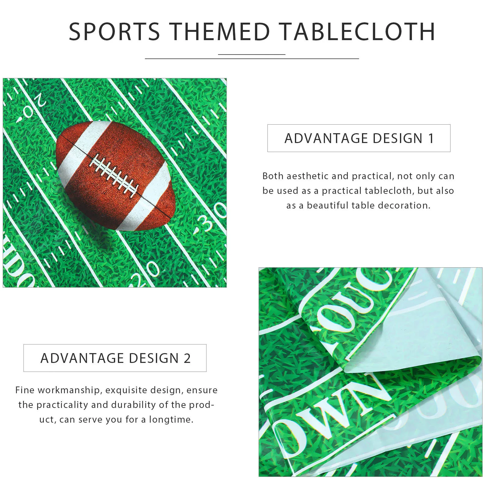 

Football Tablecloth Rectangular Durable Disposable Table Cover Football Party Tablecloth Sports Themed Birthday Party Supplies