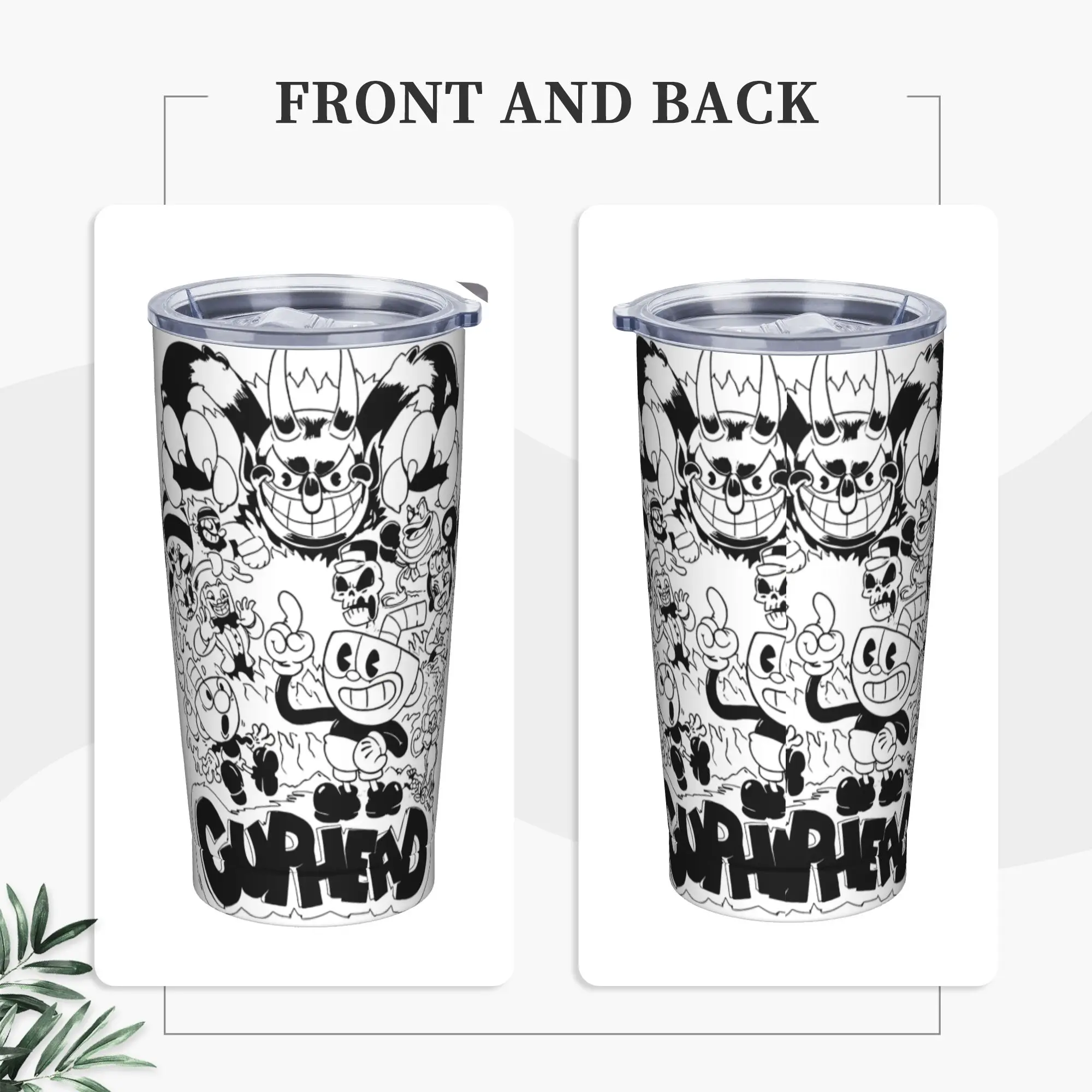 Cuphead Don't Deal with the Devil Tumbler Vacuum Insulated  Coffee Cups Vacuum Flask Double Wall Mugs Water Bottle, 20oz