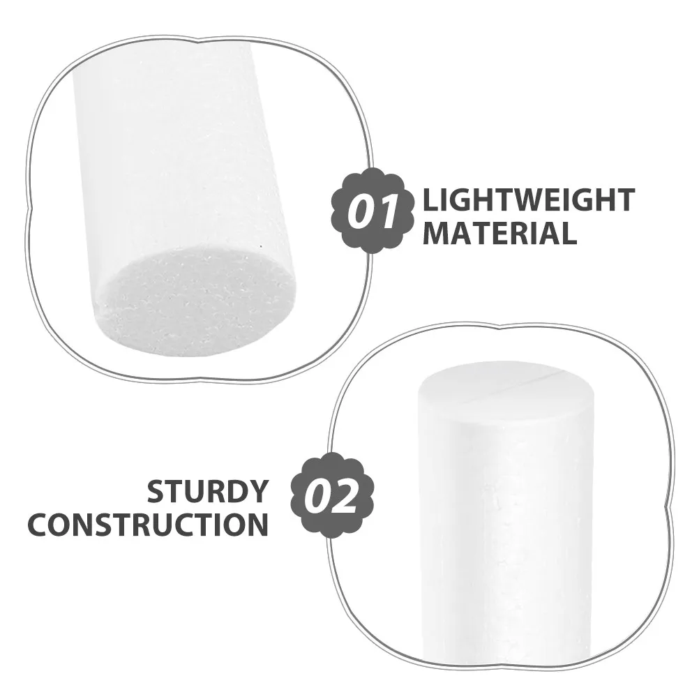 12Pcs Foam Cylinders 20x6cm Bright Color Solid Foam Rods for Crafts Educational Activities Geometry Teaching Visual Perception