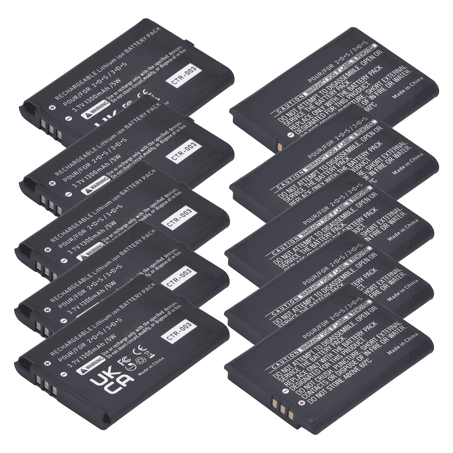 CTR-003 Battery for Nintendo 2DS 3DS Console,1300mAh 3.7V Rechargeable Li-ion Batteries(Not Compatible with New 3DS XL/LL)