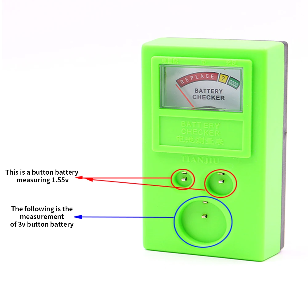 1.55V 3V LR44 CR2032 CR2025 Tester batteria a bottone Orologio portatile Orologio Strumento di misurazione delle celle Accessorio Misuratore di