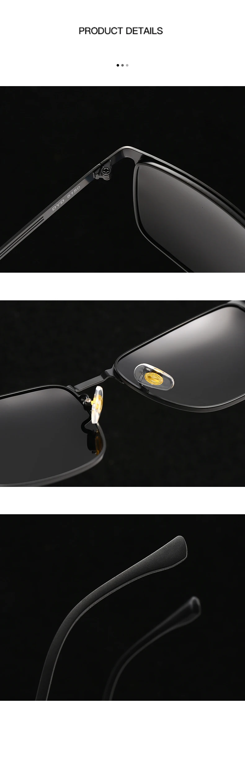 Neue ultraleichte Herren-Sonnenbrille im Business-Stil mit rechteckigen Rahmen, modisch für Outdoor-Fahren und Sonnenschutz 5150 – Detail 9