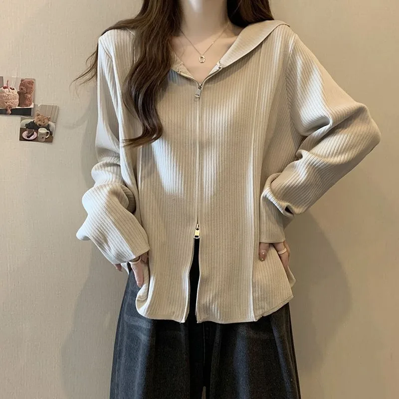 เสื้อฮู้ดผู้หญิงแบบซิปเต็มตัว สไตล์สวยงาม ราคาประหยัด สไตล์ Emo ยุค 2000 Kpop เสื้อฮู้ดผู้หญิงสำหรับฤดูใบไม้ผลิและฤดูใบไม้ร่วง