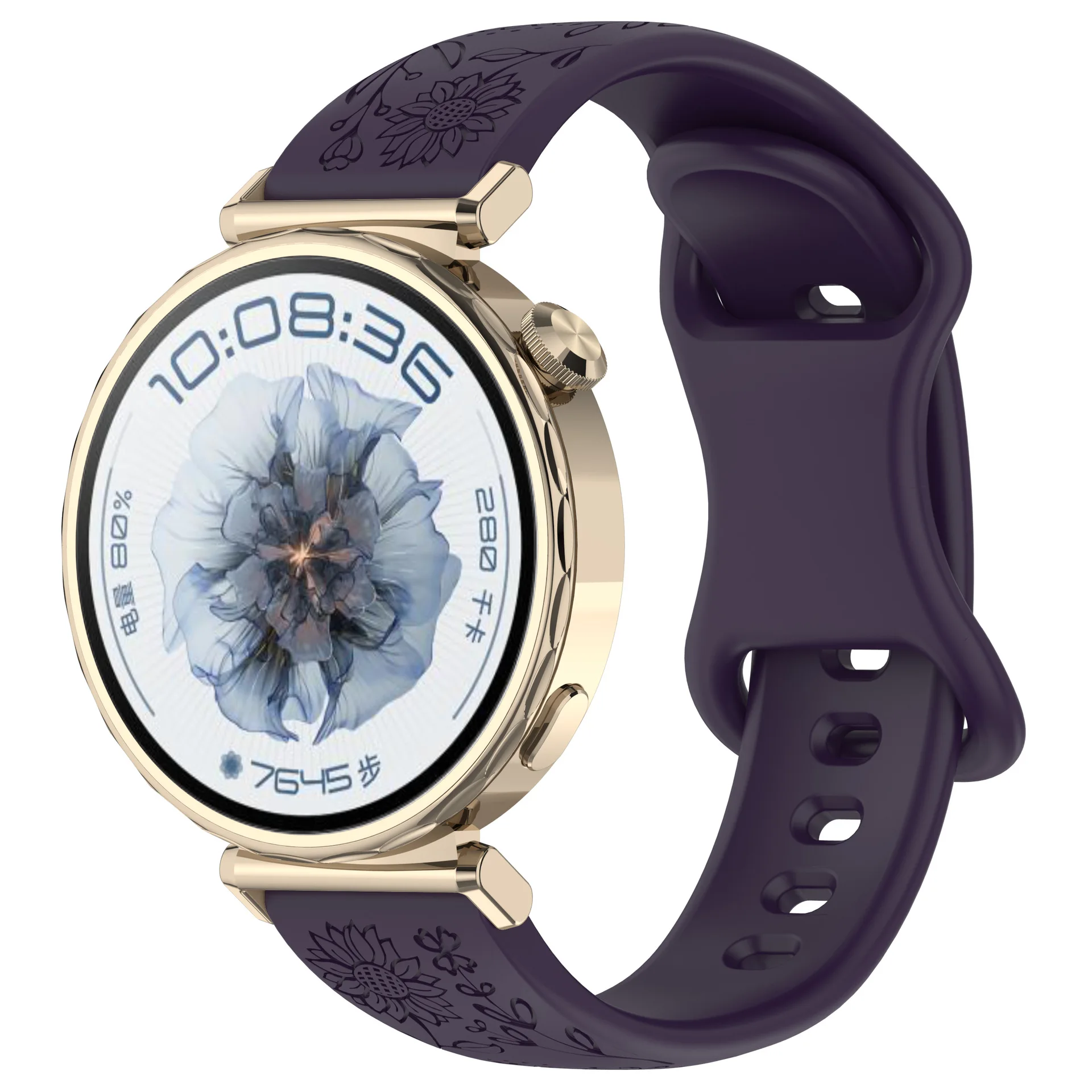 18/20/22mm 해바라기 패턴 실리콘 스트랩 슈트 18/20/22mm 크기의 스마트 시계용 해바라기 양각 실리콘 시계 스트랩