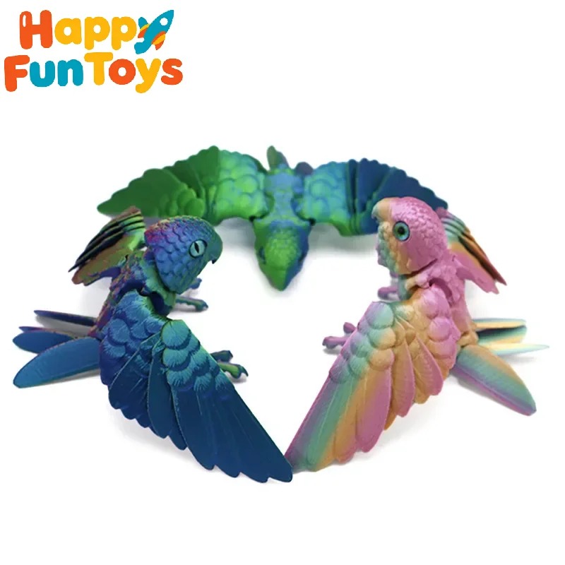 

Cute Simulation Parrot 3D Printing Model Virtual Pet Ornaments Hand Puppet Flexible Joints Movable Props