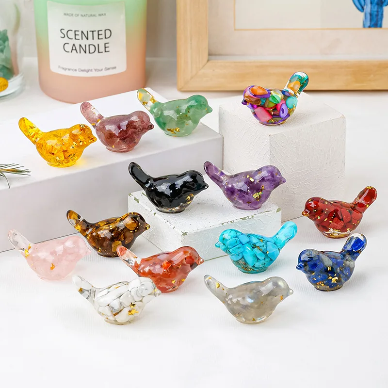 

Natural crystal gravel Epoxy cute bird resin micro landscape bonsai car creative handicraft gift ornament