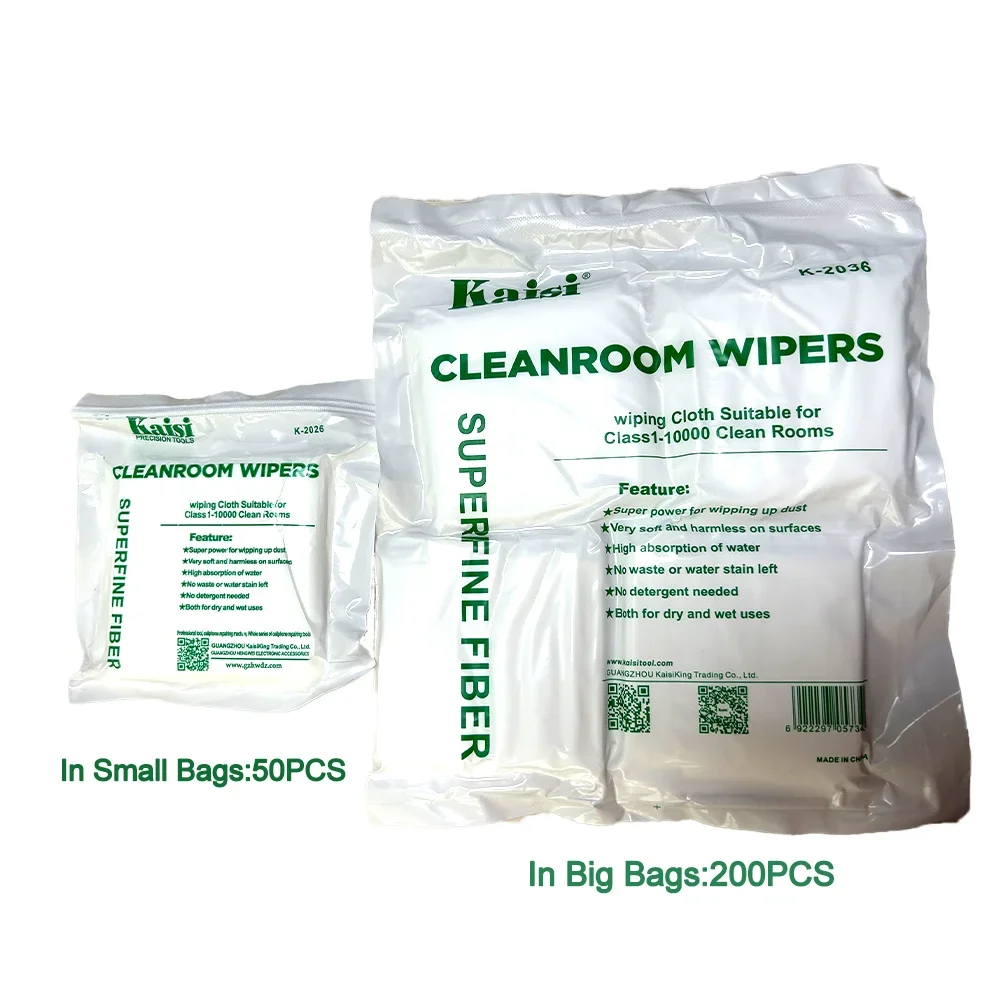 

Kaisi K-2036 50pcs 200pcs Cleanroom Wiper Non Dust Cloth Dust Free Paper Clean Phone LCD Repair Tool Class1-10000 Clean Rooms