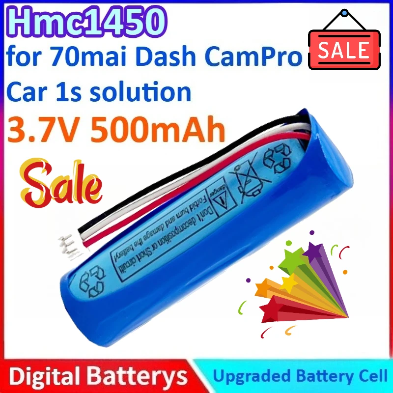

New 3.7V 500mAh Hmc1450 1S Solution General-purpose Lithium Battery for 70mai Dash Cam Pro Car Lithium-ion Battery