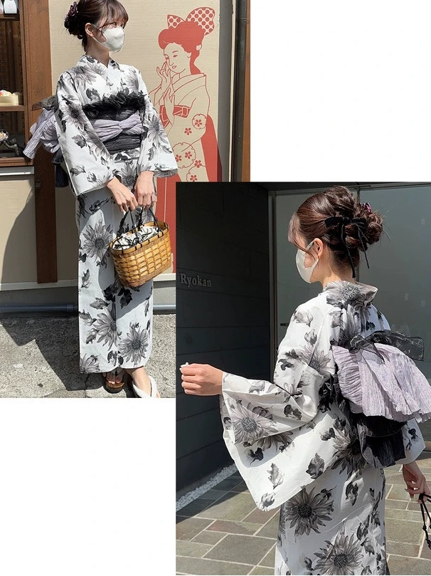 Japanese kimono yukata quick-drying not easy to wrinkle traditional Japanese style dress two-part split yukata