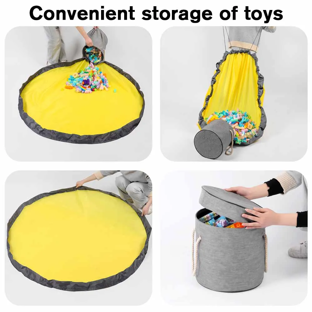 سلة تخزين ألعاب قابلة للطي مع رباط للإغلاق، منظم دلو من القماش الكبير لطوب ليجو، مكعبات البناء وألعاب الأطفال #5