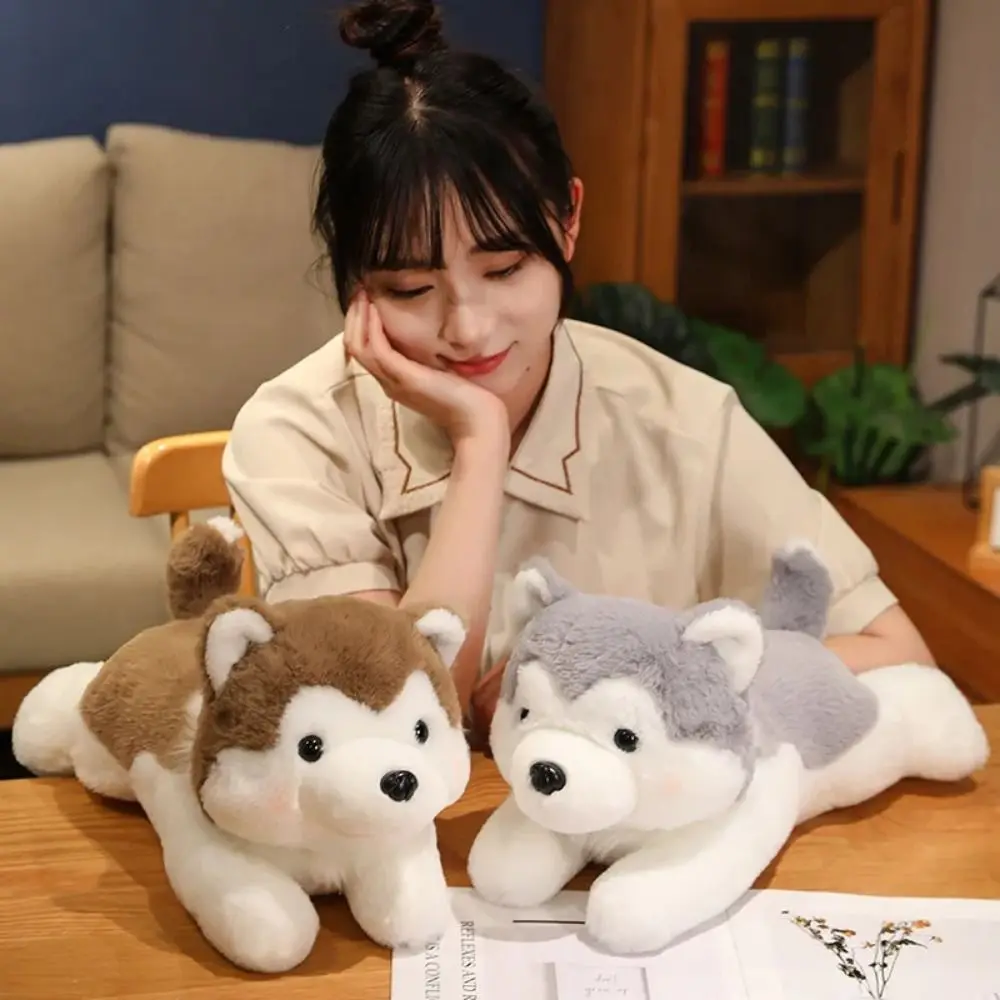 

Stuffed Animal Husky Plush Toy Lying Brown Soft Kawaii Dog Plush Doll 30/40/50CM Cartoon Stuffed Puppy Dog Boys Girls