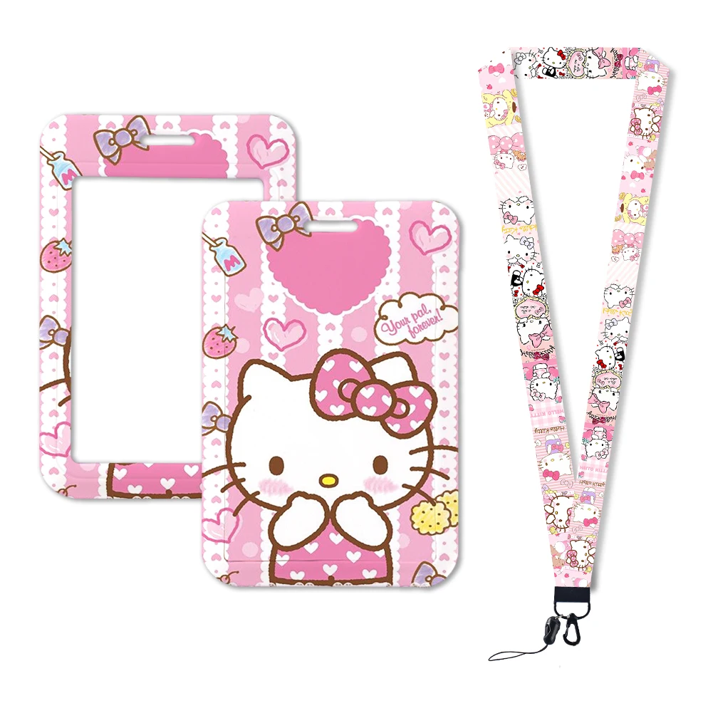 Sanurgente-Porte-carte en plastique Hello Kitty, porte-clés en PVC, carte de travail, accès aux bus, étudiant, mignon, à vendre