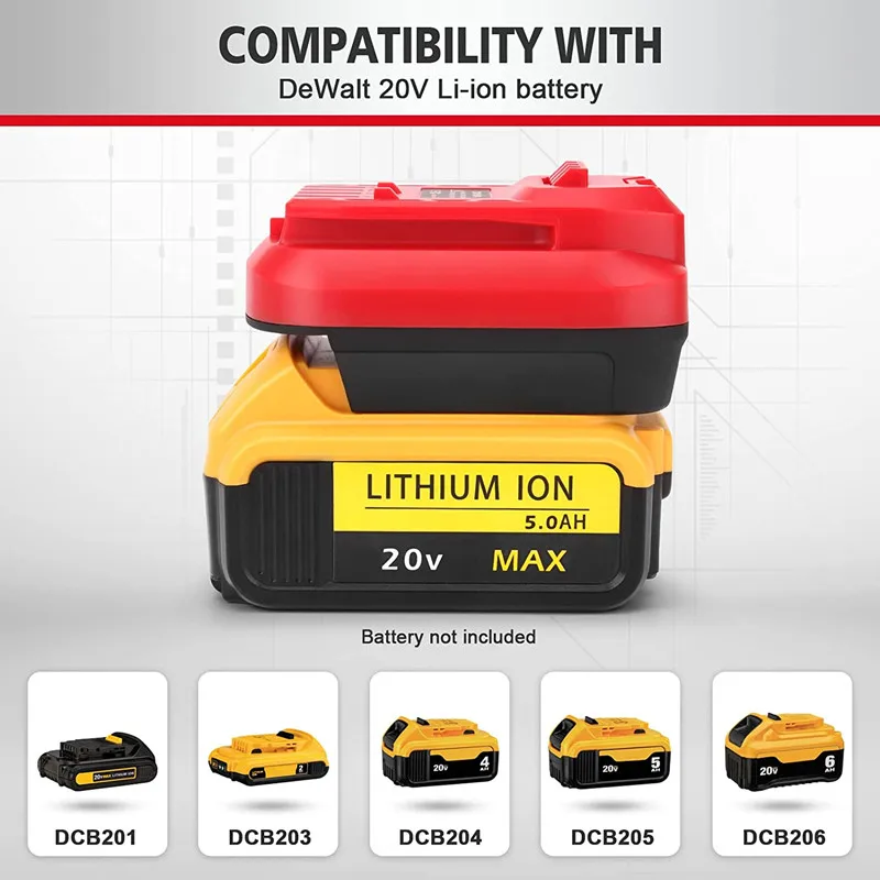 Battery Adapter For Craftsman 20V Cordless Tools,DM18MAN Adaptor For Dewalt 20V/MilWaukee 18V Li-On Battery Convert