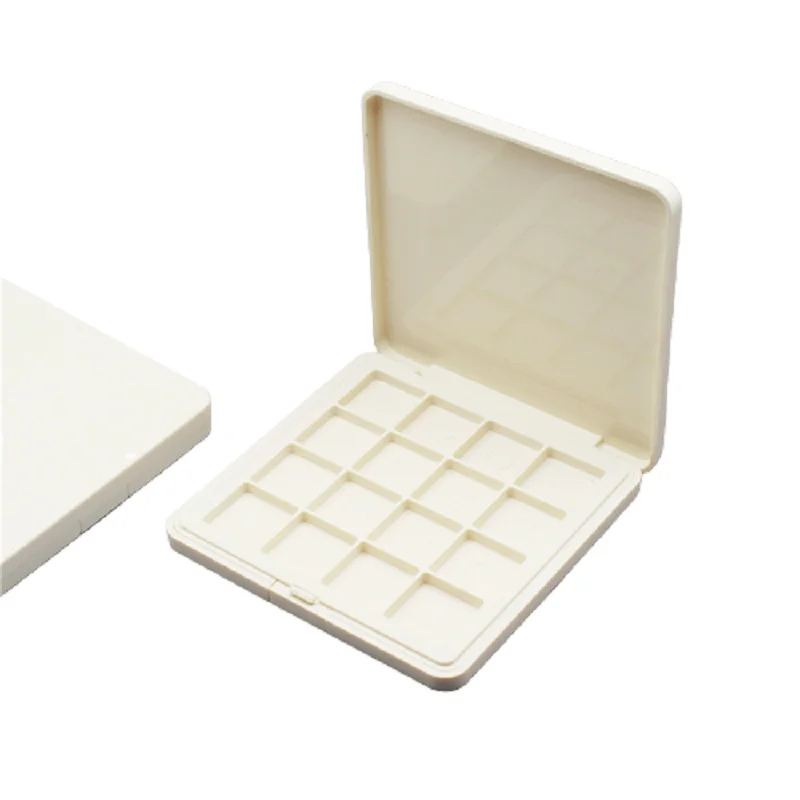 

10Pcs Empty Powder Palette Box White Square Plastic Sixteen Color Eye Shadow Boxes Cosmetic Packaging Refillable Case With Pans