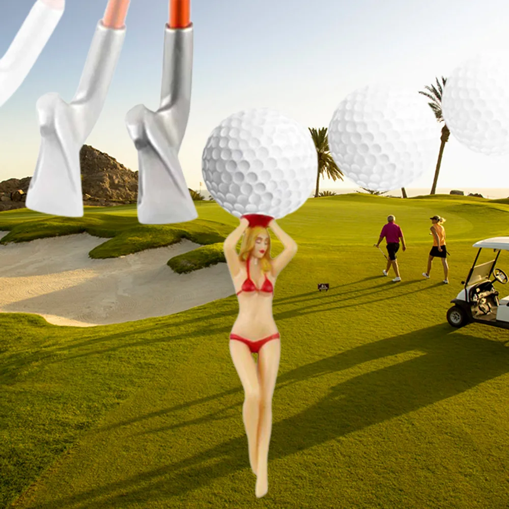 6PCS Bikini Girl Golf Tees Plastic Novelty Tee with Divot Tool 3 Inch Lightweight Durable for Women Golfers Random Color