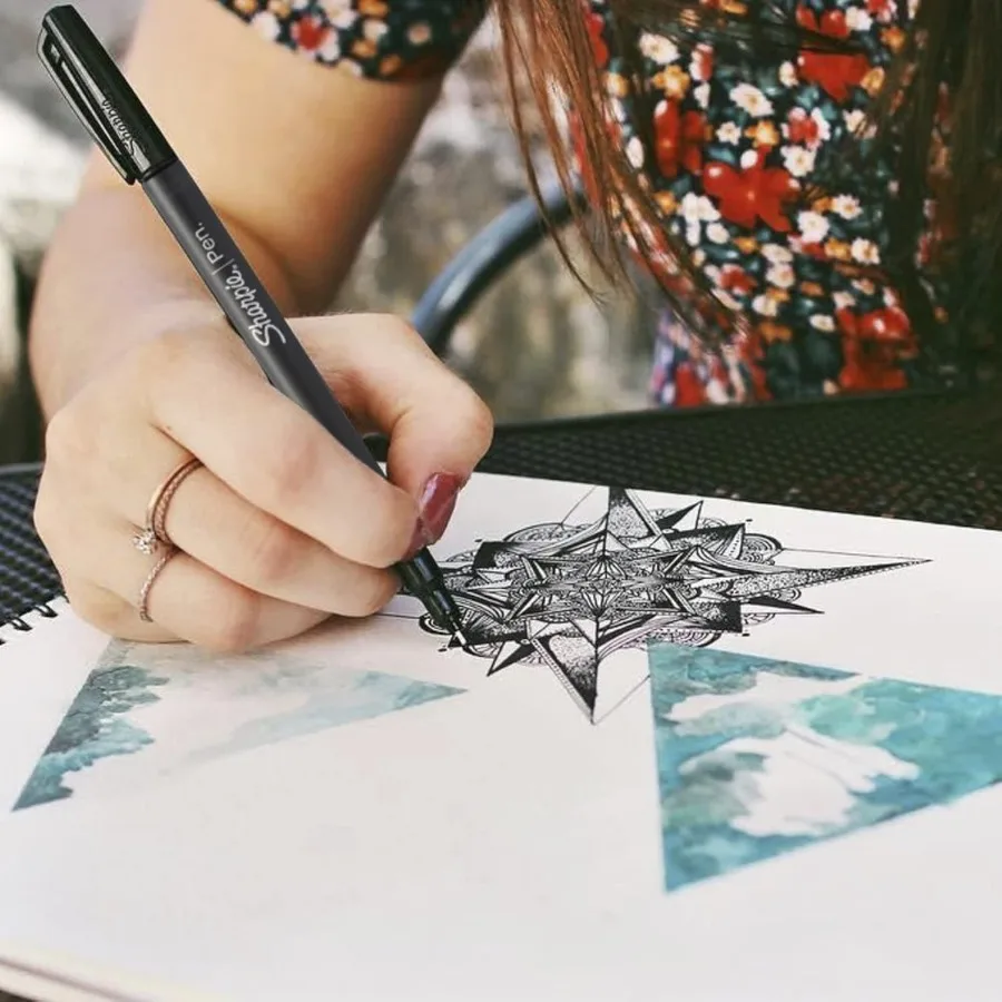 Spidol Felt Tip Sharpie Ujung Halus 0.4Mm untuk Jurnal, Menggambar Seni, dan Menulis Detail di Berbagai Permukaan Bla