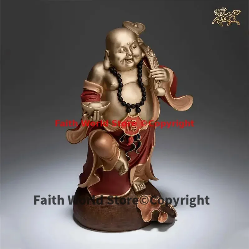 Europe America high grade Maitreya Wealth God Buddha statue family Protect bring money good luck Art Handmade COPPER Sculpture