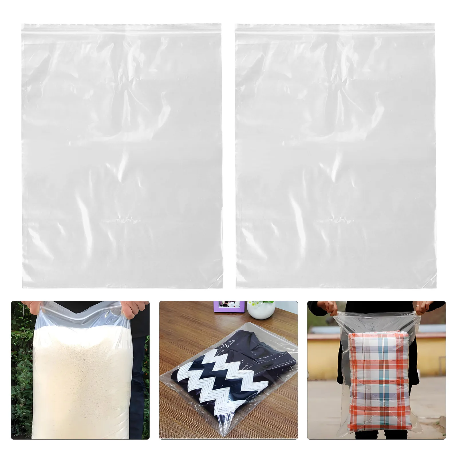 

12Pcs Large Plastic Storage Bags Resealable Transparent for Clothes Organization Home Travel Use Heavy Duty Garment Packaging