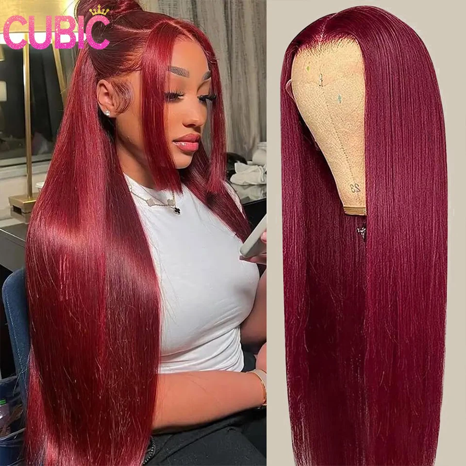 

99j Burgundy Lace Front Wigs Human Hair 13x6 HD Glueless Straight Lace Frontal Wigs 99J 180% Density Brazilian Virgin Human Hair