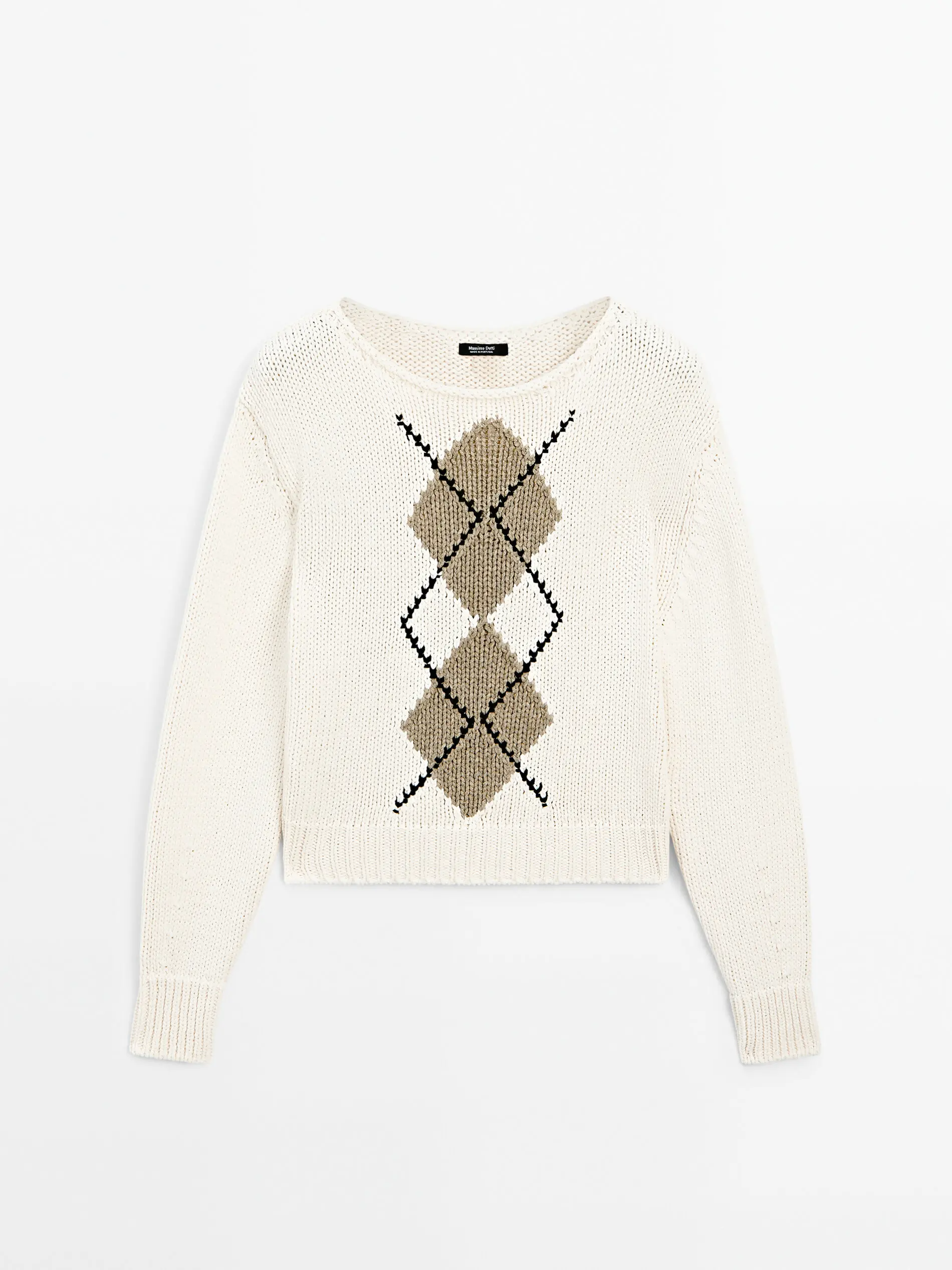 Ethereal MD 2025 massidutti spring new style of Casual diamond-patterned short round-neck sweater