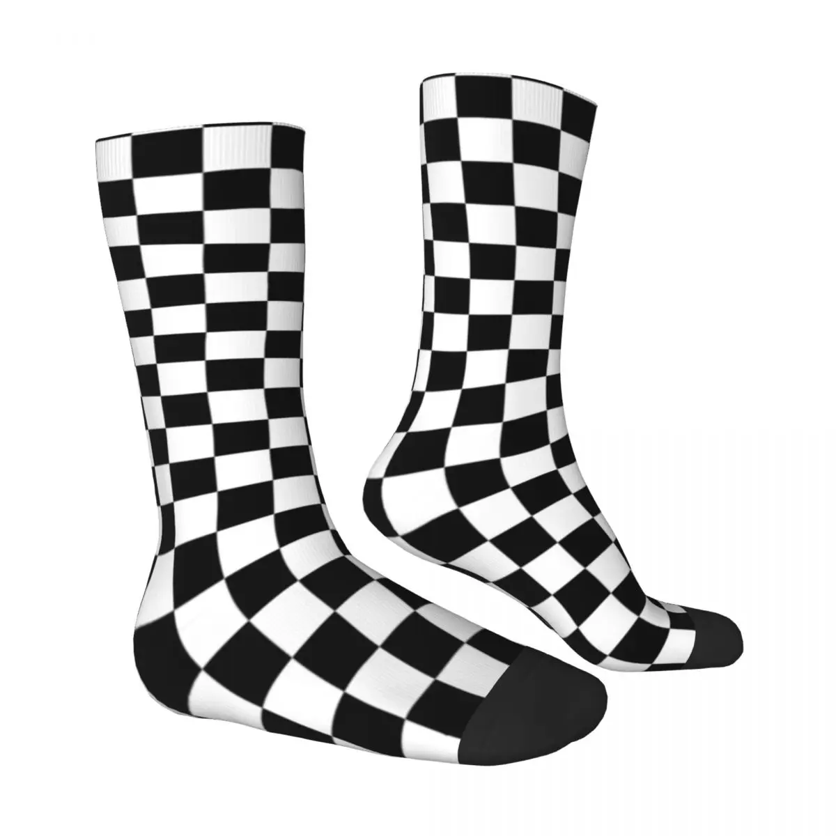 Black Checkerboard Socks Classic Black and White Checker Teen Decorative Mid Stockings Large Chemical Fiber Quality Home Socks