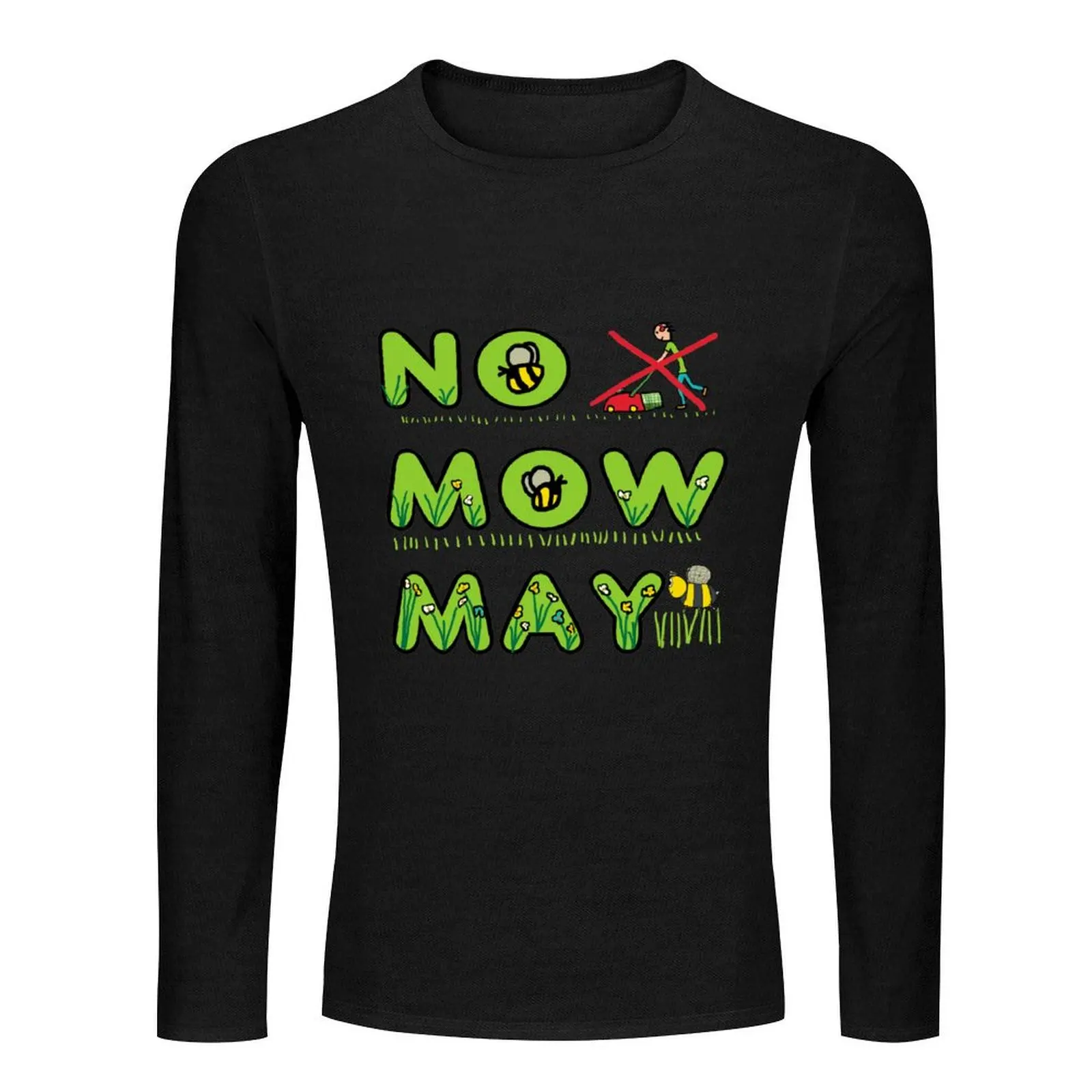 No Mow May Long T-Shirt cute tops kawaii clothes mens workout shirts