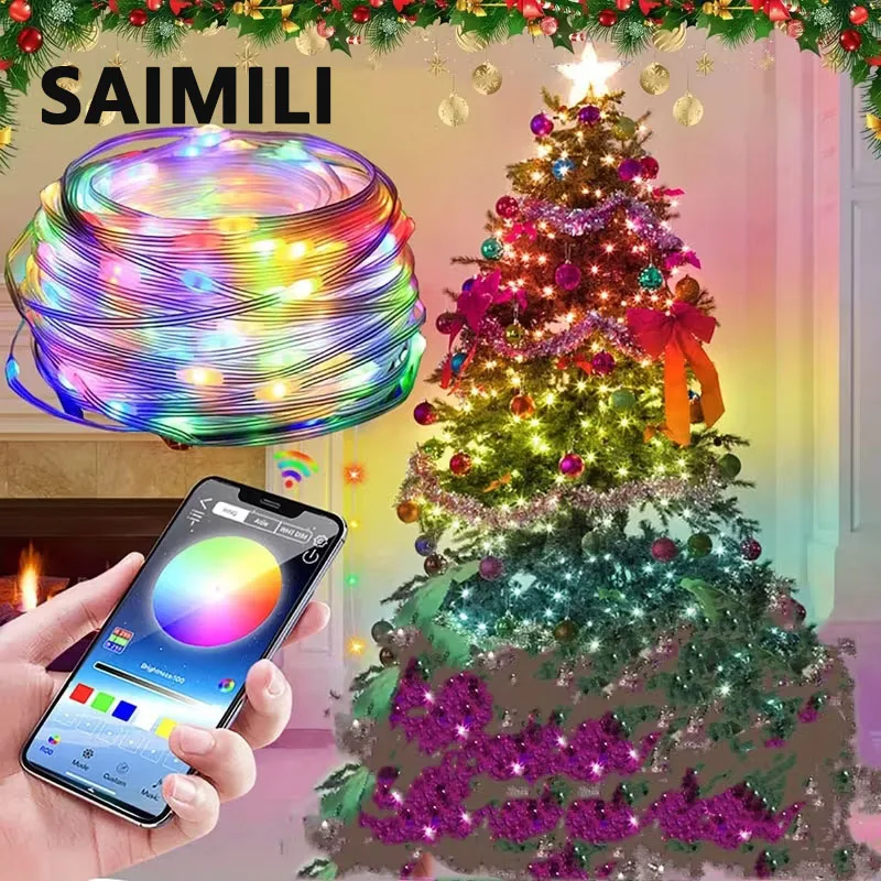 Fairy String LED Lights IP65 WS2812B Color Changing Christmas with Remote RGBIC Lights Tree Light for Wedding Decorations