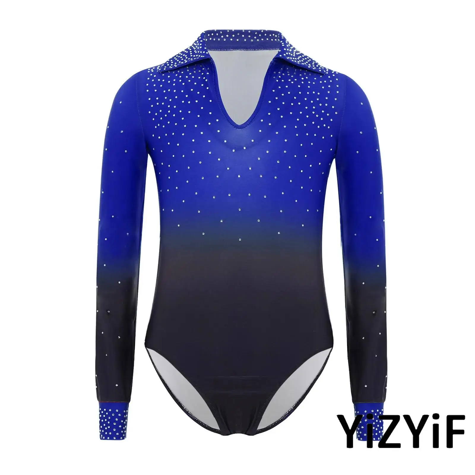

Professional Rhythmic Gymnastics Dance Wear for Boys Sparkling Rhinestone Flexible Fabric Ballet Leotard for Recitals Practice