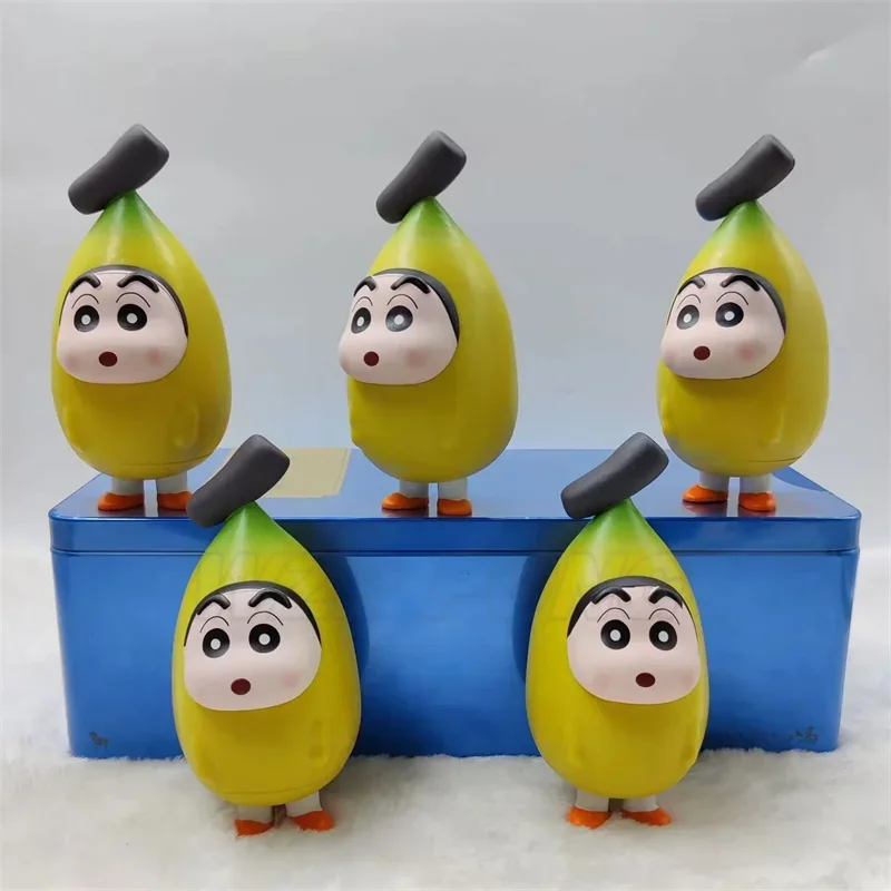 12cm Crayon Shin-chan Figrues New Funny Banana Crayon Cute Fruit Series Car Model Decor Collection Toys Christmas Gifts