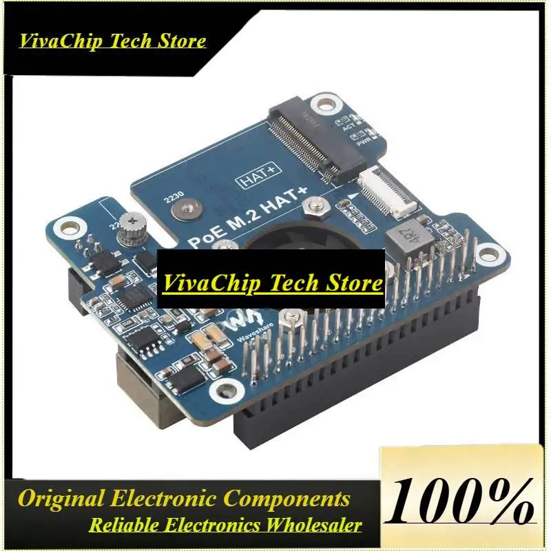 VivaRaspberry Pi 5 PoE HAT, Supports PCIe To M.2 Adapter With PoE Function And NVMe Protocol M.2 Solid State Drive