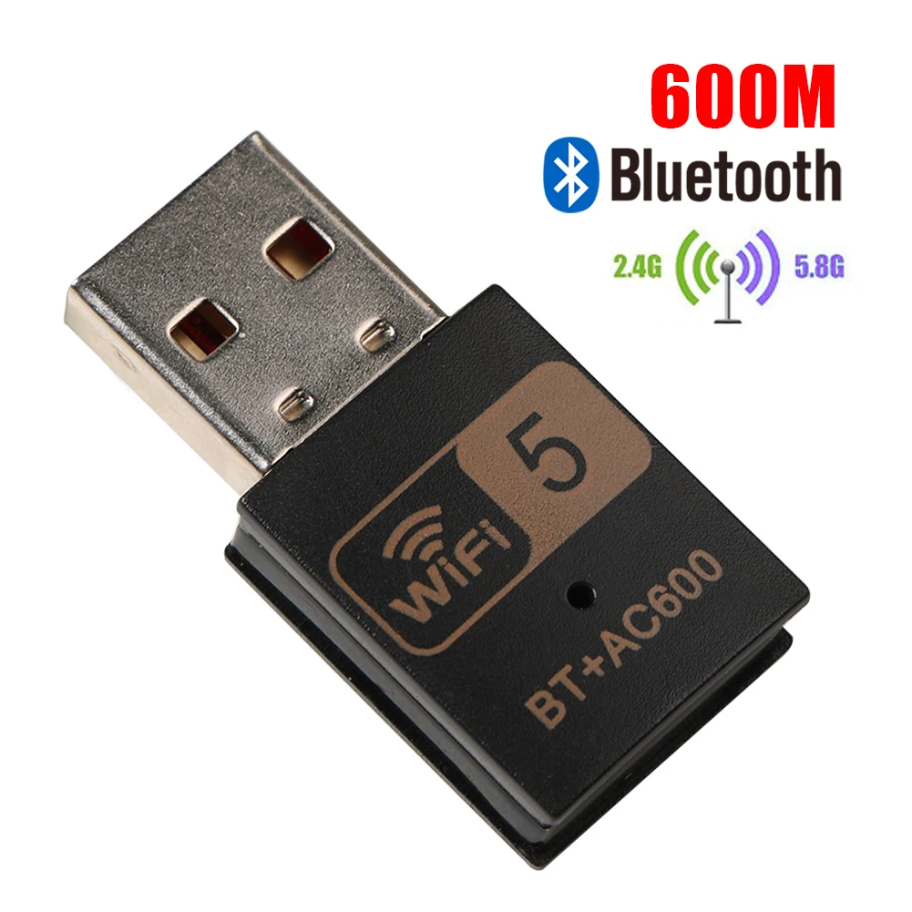 

USB Bluetooth-адаптер 2-в-1, 600 Мбит/с, 2,4/5 ГГц