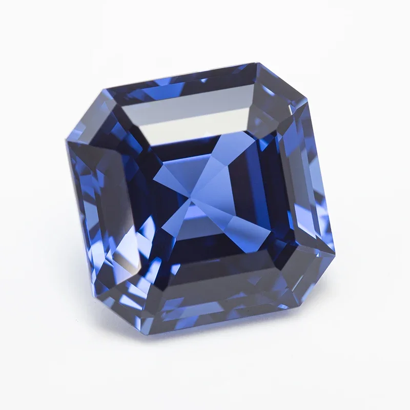 Lab Grown Sapphire Square Royal Blue Color Asscher Cut VVS1 Charms DIY for Jewelry Making Material Selectable AGL Certificate