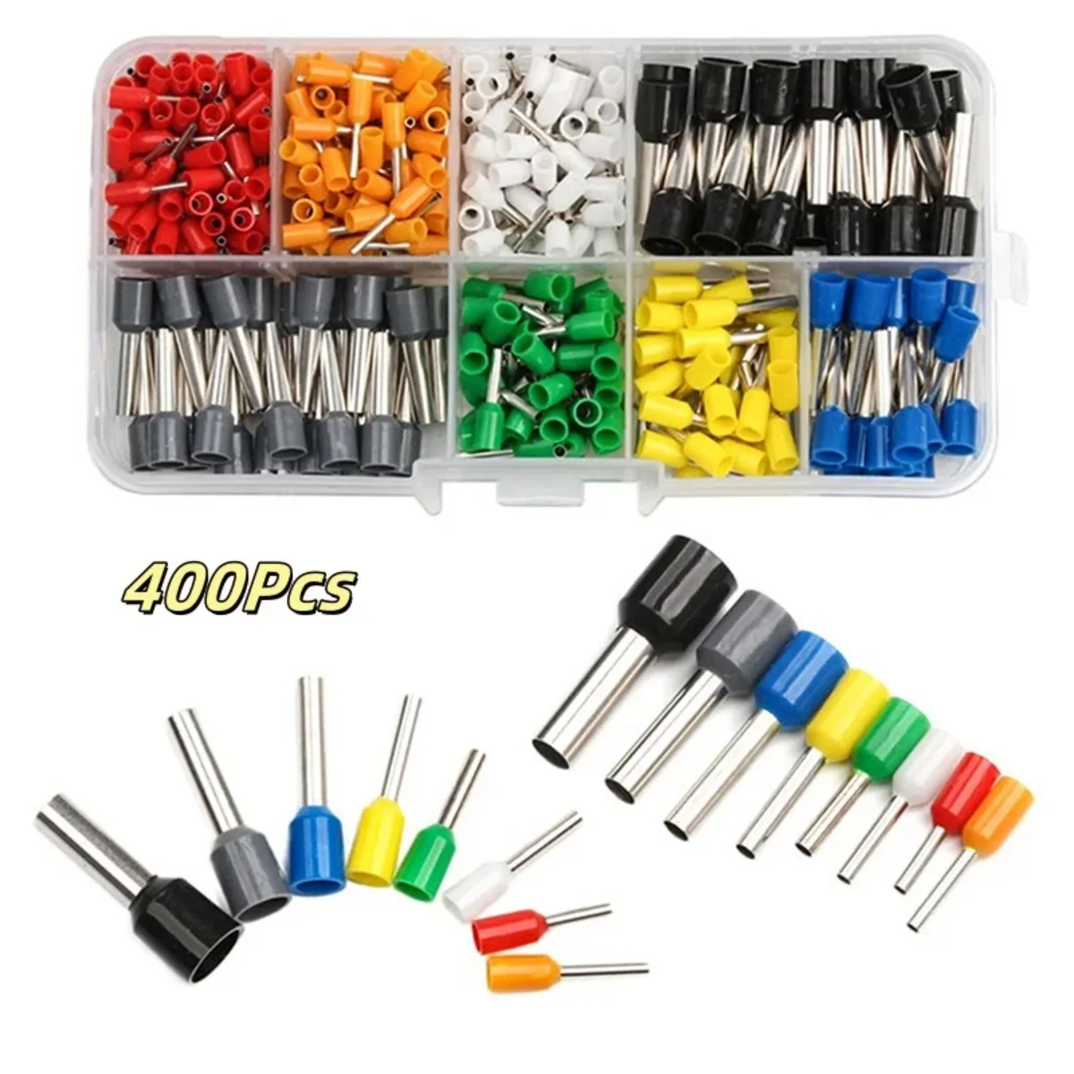 400 Pcs Cold Pressed Insulated Wire Connect Crimp Terminators Durable Used For E0508 7508 1008 1510 2512 4012
