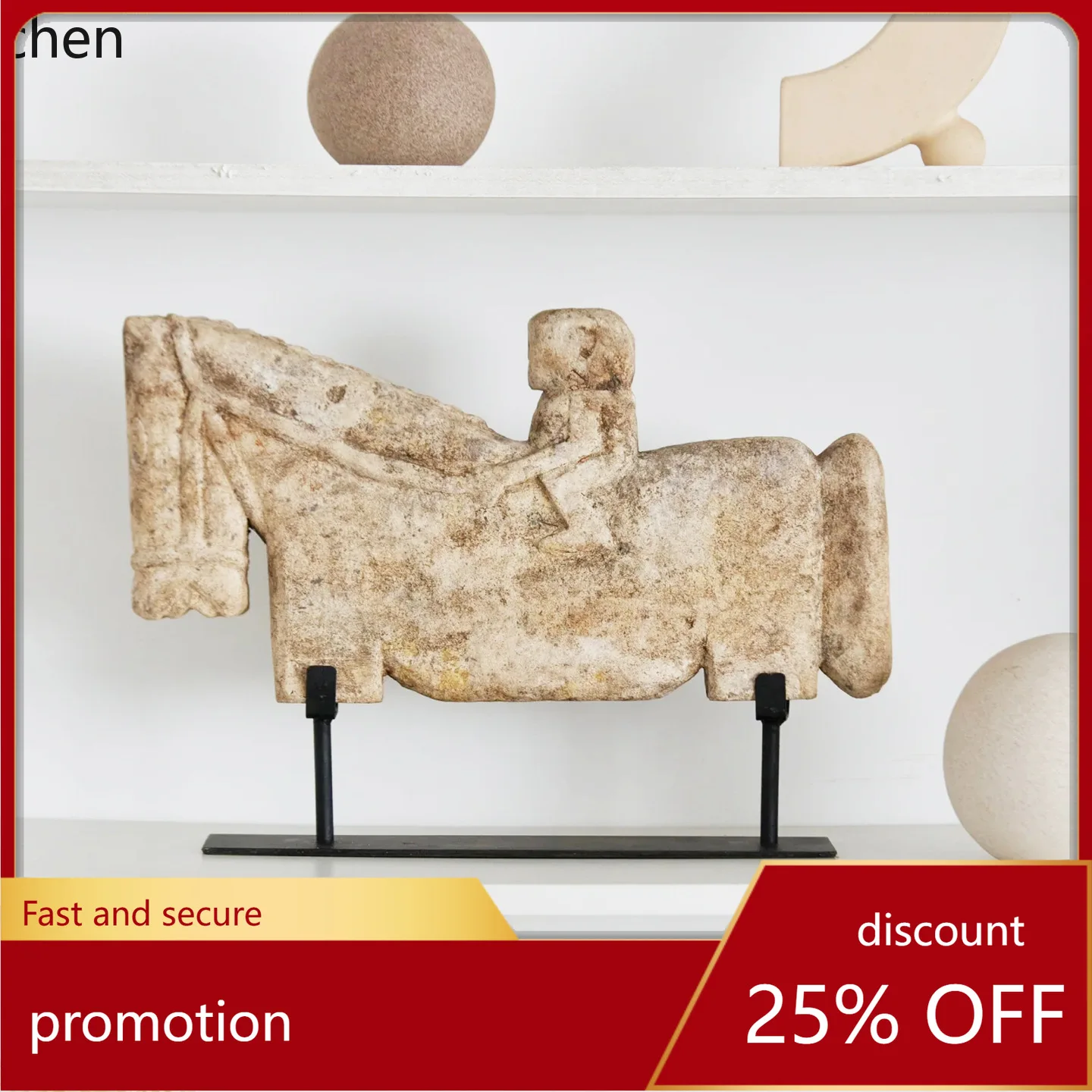 

HT Wabi-Sabi Style Retro Creative Horse Abstract Art Sculpture Ornament Home Model Room Homestay Living Room Desktop Decoration