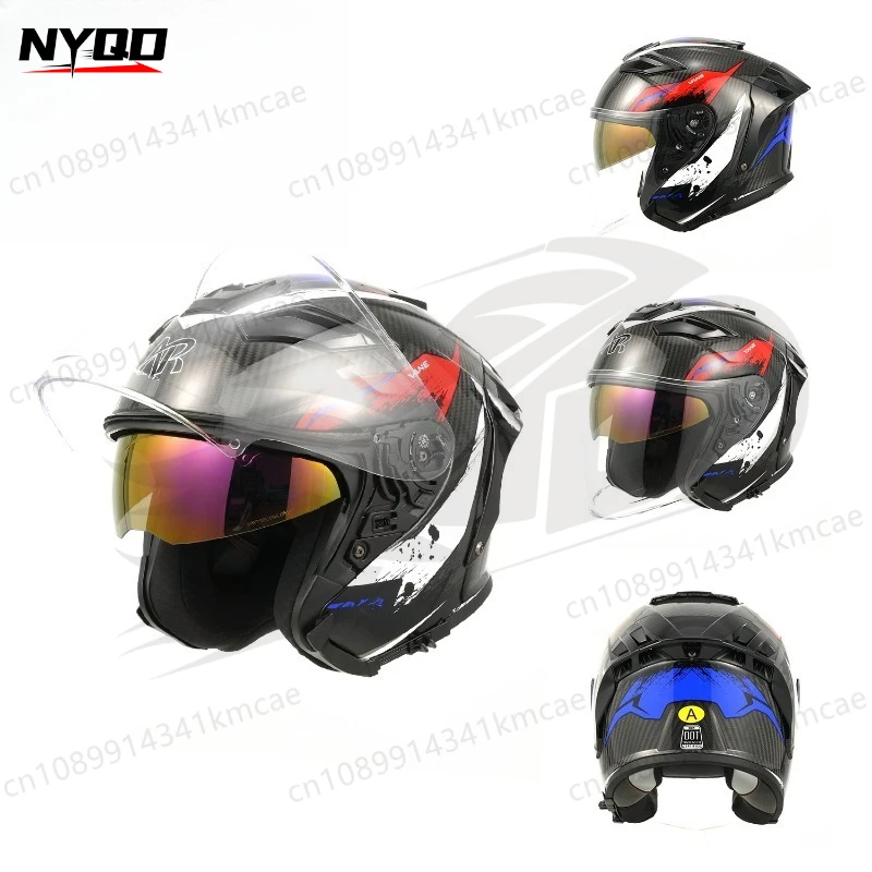 

Carbon Fiber Motorcycles Helmet Three-quarters Helmet Lightweight Motorcycles Safety Helmet All Seasons Casco Para Motos