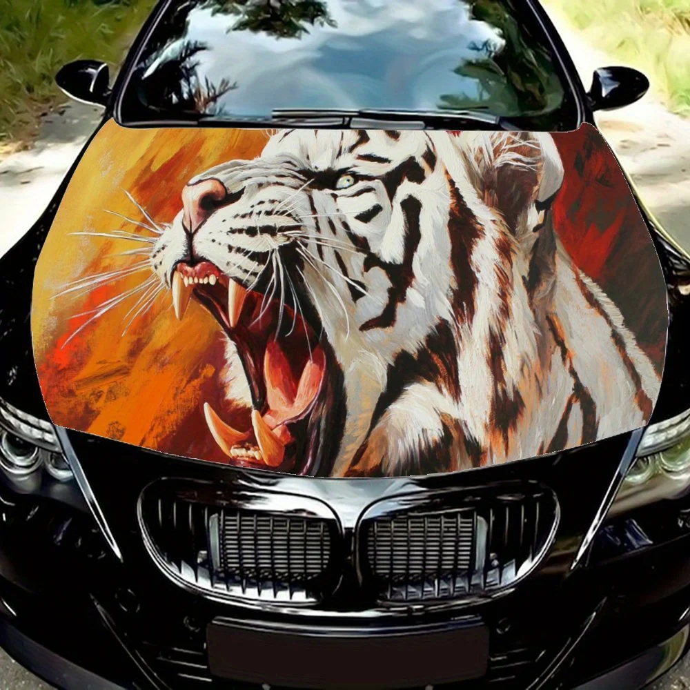 

Bengal Tiger Roar White Tiger Car Hood Wrap Color Vinyl Sticker Truck Graphic Bonnet Auto Accessories Decoration Decal Gift