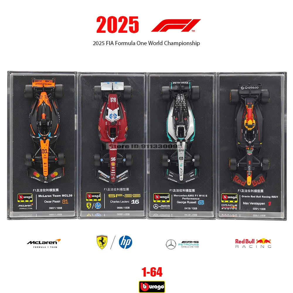 bburago-1-64-2025-f1-mclaren-mcl39-mercedes-amg-w16-red-bull-rb21-ferrari-sf25-modelo-de-carro-de-liga-de-brinquedo-com-acrilico