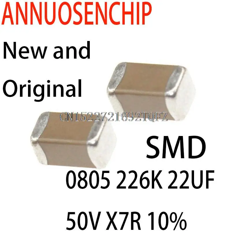 100PCS New and Original SMD Ceramic Capacitors 0805 226K 22UF 50V X7R 10%