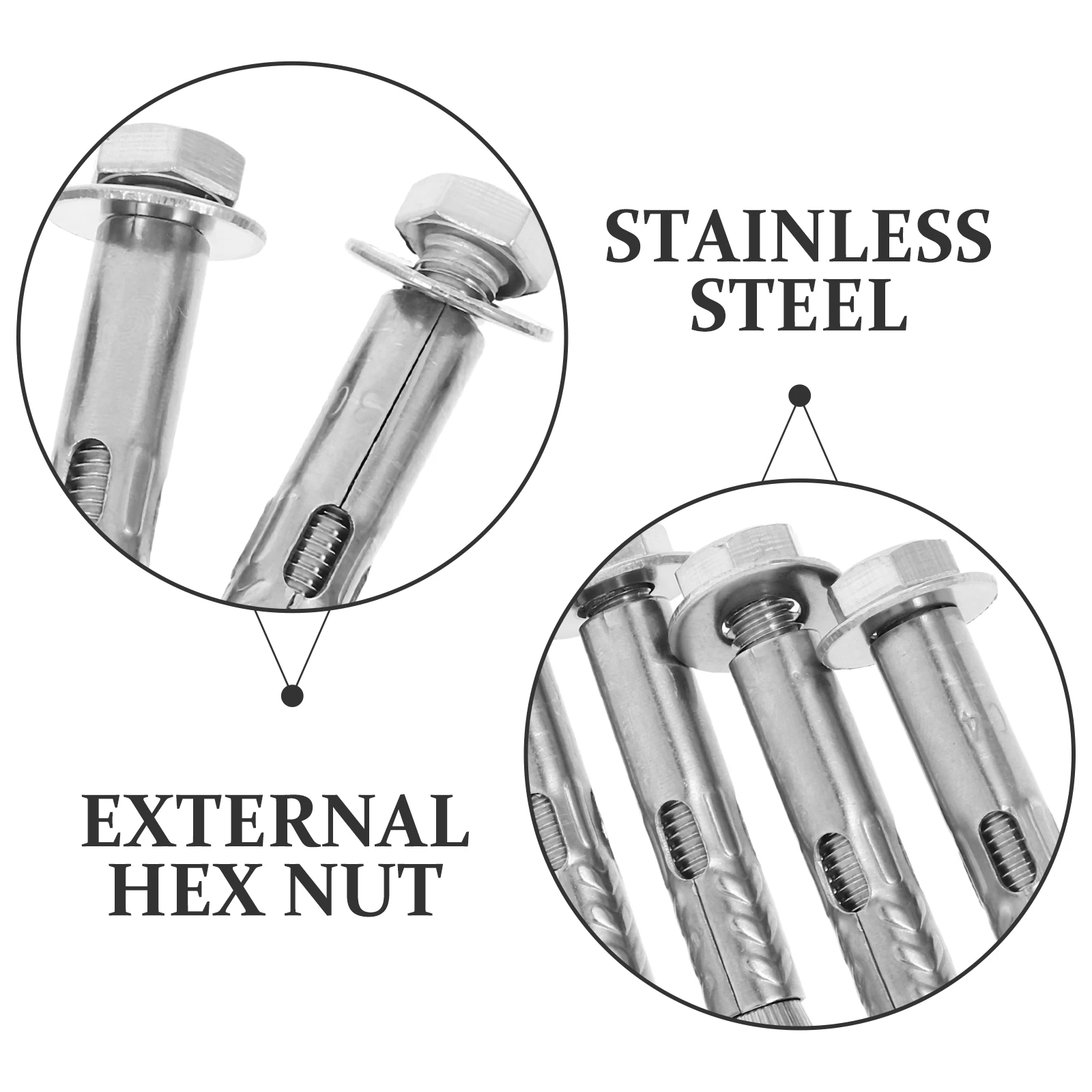 

6pcs Heavy Duty Expansion Screw Anchors M8X60 External Nut Bolts Fixing Anchors For Sturdy Secure Installation Hardware