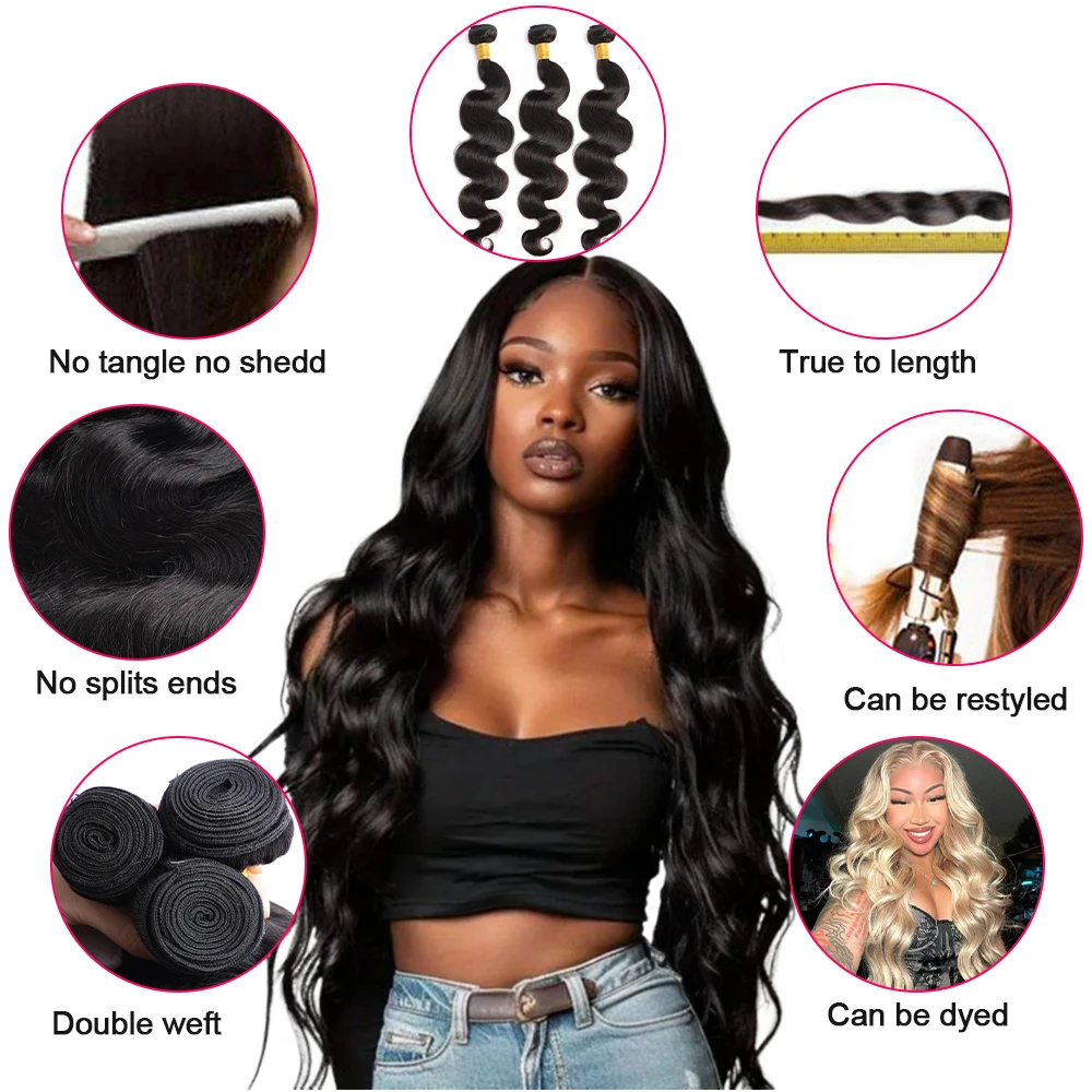 Megeen 30 pollici 12A 100% peruviano estensione dei capelli umani colore naturale onda del corpo 1/3/4 fasci di capelli doppia trama tessuto capelli per le donne