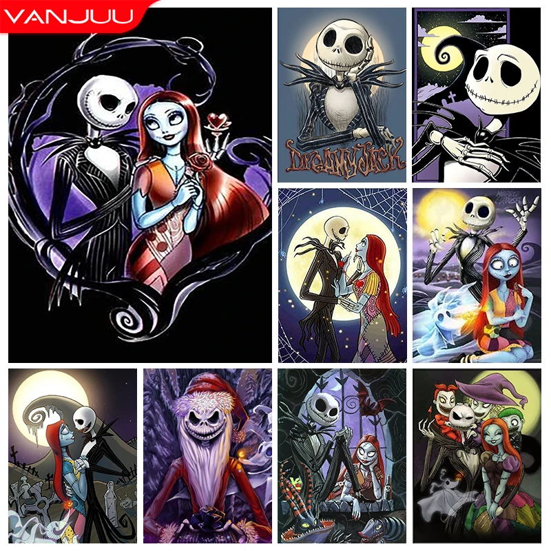 Disney Christmas Eve Horror Diamond Painting Kit Skull Jack Diamond Embroidery Full Diamond Mosaic DIY Halloween Decor Picture