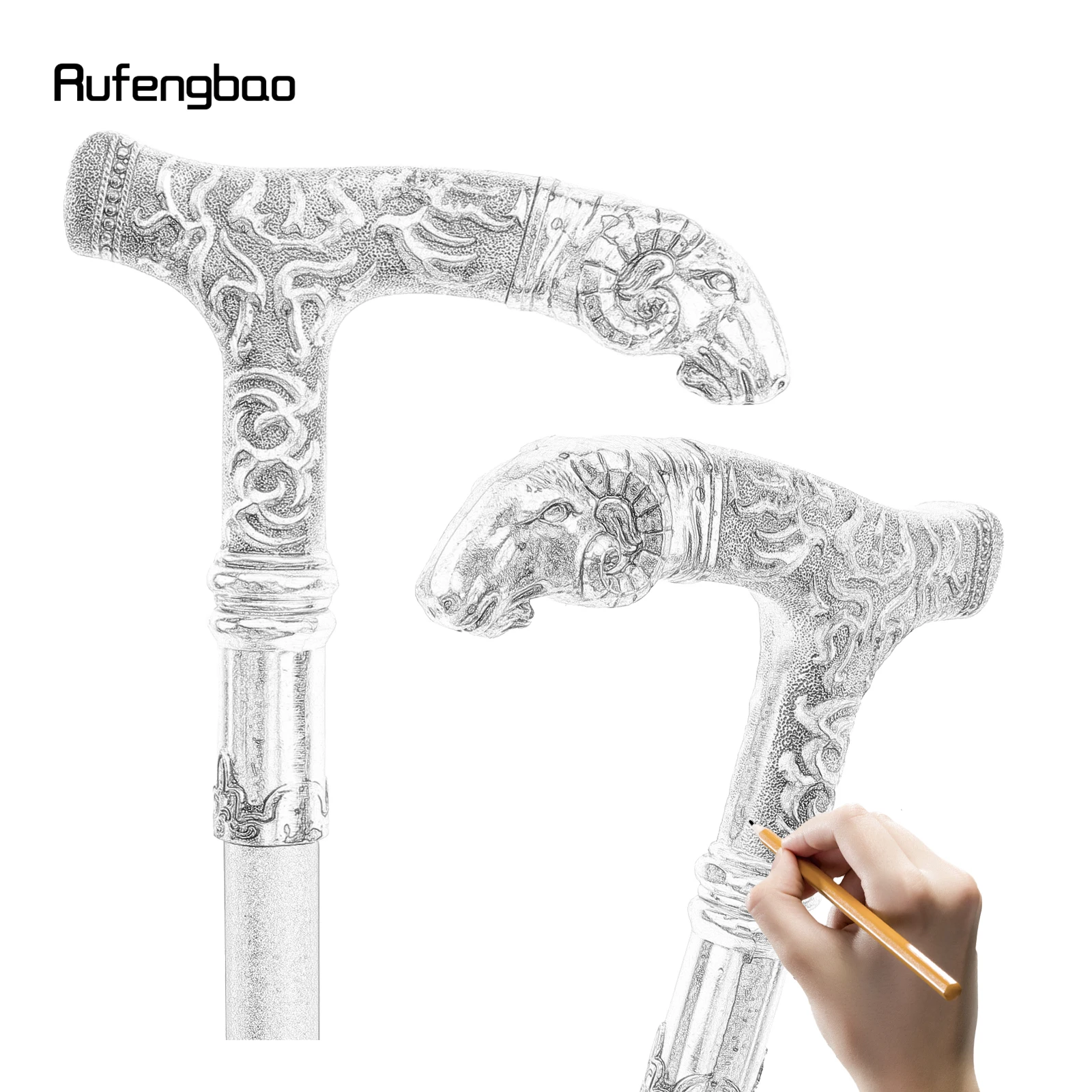 Golden Goat Handle Luxury Pattern Walking Stick Party Fashion Elegant Walking Stick Decorative Cospaly Cane Knob Crosier 90cm