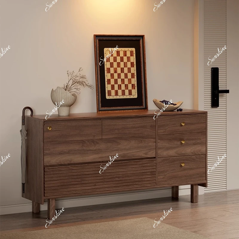

North American black walnut storage cabinet vintage style against the wall storage solid wood sideboard
