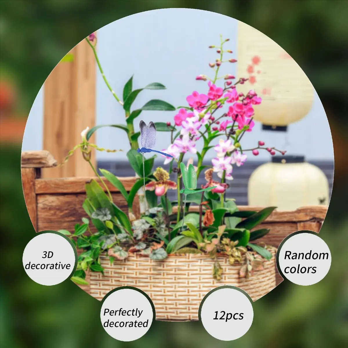 KSOL 12Pcs Artificial Dragonfly Butterflies Garden Decoration Outdoor Simulation Dragonfly Stakes Yard Plant Lawn Decor Stick